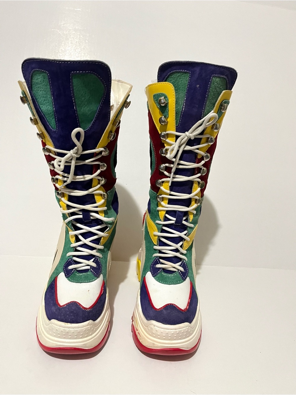 Anthony Wang Tangerine -02 Women's Multicolor Platform Lace-Up Boots - Picture 4 of 7
